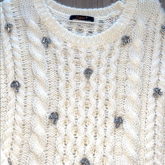 KNITTED SWEATER WITH RHINESTONES XS-S - Picture 3 of 5